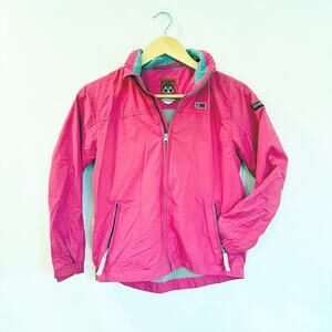 Napapijri Full Zip jacket Hidden Hood sz 10 Girls Pink Lightweight Jacket